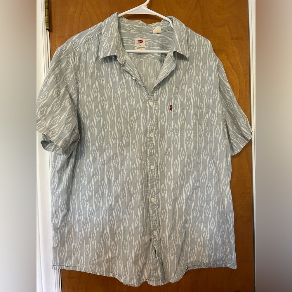 Levi's Men's Light Blue Patterned Casual Shirt